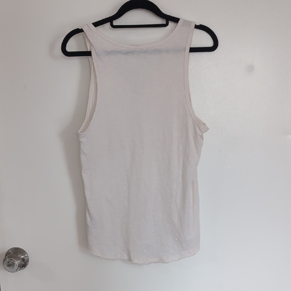 American Eagle Outfitters Tan and White Relaxed Sleeveless Tank Top - Picture 3 of 3